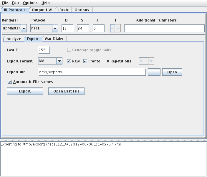 Creaton of XML export with IrMaster