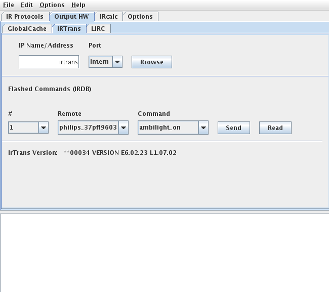 IRTrans configuration pane